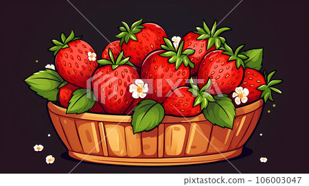 手绘卡通新鲜美味的草莓插画 106003047