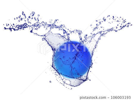 抽象藍色飛濺和藍色氣泡的插圖 106003193