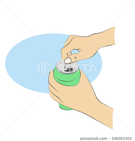 closeup hand opening green beer can illustration vector hand drawn isolated on white background closeup hand opening green beer can illustration vector hand drawn isolated on white background 106003303