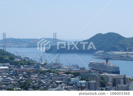 The Queen Elizabeth docked at Nagasaki Port The Queen Elizabeth docked at Nagasaki Port 106003368