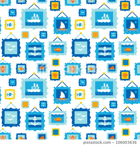 Marine Exhibition Wall Painting Seamless Pattern Marine Exhibition Wall Painting Seamless Pattern 106003636