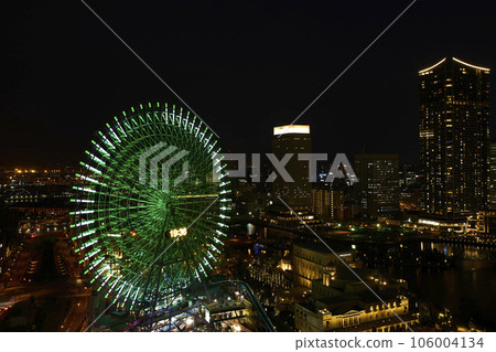 Yokohama landmark night view with Ferris wheel Yokohama landmark night view with Ferris wheel 106004134