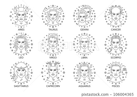 Collection of vector zodiac signs. Collection of vector zodiac signs. 106004365