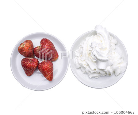 red strawberries with whipped cream red strawberries with whipped cream 106004662