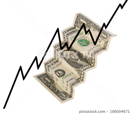 the growth graph and a dollar bill the growth graph and a dollar bill 106004671
