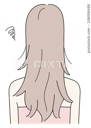Illustration of a back view woman suffering from hair damage 106006486