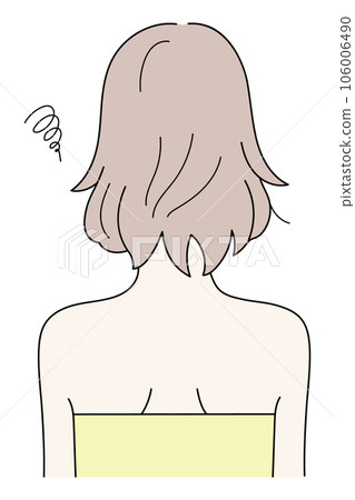 Illustration of a back view woman suffering from hair damage Illustration of a back view woman suffering from hair damage 106006490