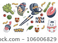 Vector image of a pset from national Japanese dishes and products. EPS 10 106006829