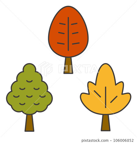 Line drawing illustration of a tree with colorful autumn leaves Line drawing illustration of a tree with colorful autumn leaves 106006852