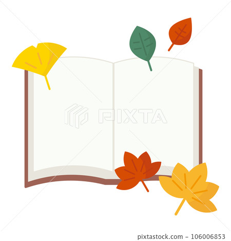 Illustration of an open book and fallen autumn leaves Illustration of an open book and fallen autumn leaves 106006853