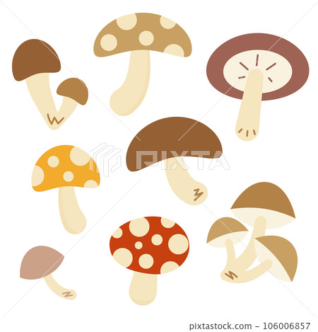可愛的蘑菇和香菇的插圖集 106006857