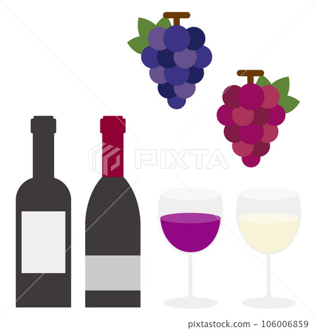 Illustration of wine bottle and wine glass with wine Illustration of wine bottle and wine glass with wine 106006859