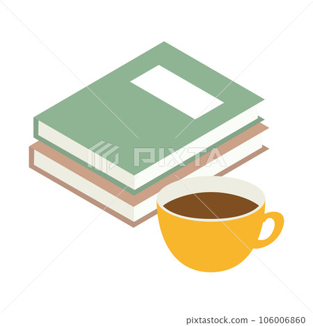 堆放的書籍和咖啡的插圖 堆放的書籍和咖啡的插圖 106006860