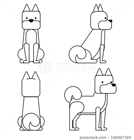 一套 4 個圖形和簡單的狗姿勢（柴犬） 106007169