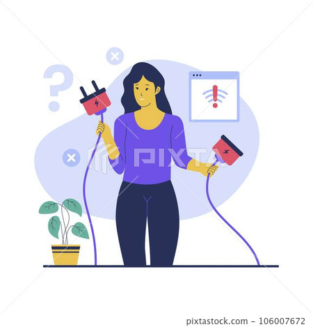 Lost connection concept illustration. Flat vector illustration isolated on white background Lost connection concept illustration. Flat vector illustration isolated on white background 106007672