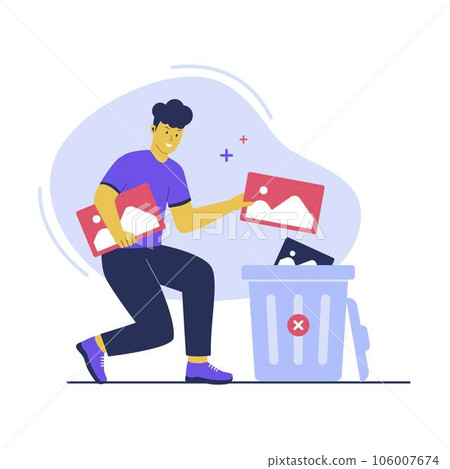 Delete image file concept illustration. Flat vector illustration isolated on white background Delete image file concept illustration. Flat vector illustration isolated on white background 106007674