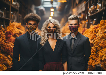 People wearing masks because the environment is being destroyed by fine dust. Generative AI 106008009