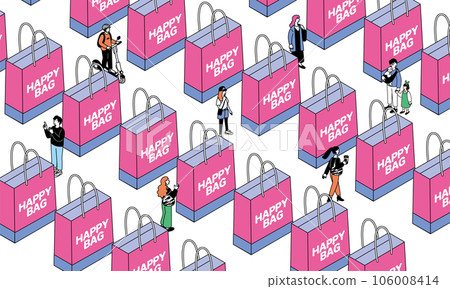 等距構圖中的福袋和人物插圖 106008414