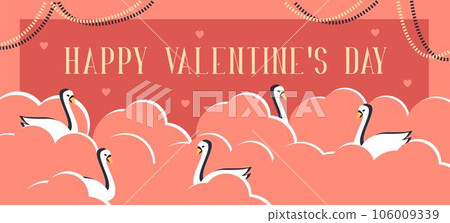 Happy Valentine's Day. Trendy abstract art templates with typography, heart, swan. Set of flat backgrounds for social media, stories, banners, greeting cards, poster, greeting card, header for website Happy Valentine's Day. Trendy abstract art templates with typography, heart, swan. Set of flat backgrounds for social media, stories, banners, greeting cards, poster, greeting card, header for website 106009339