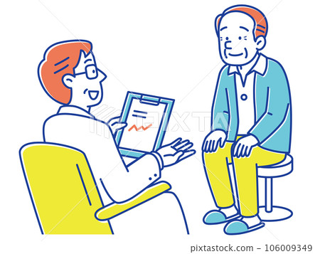 Senior male patient being examined by doctor in hospital 106009349