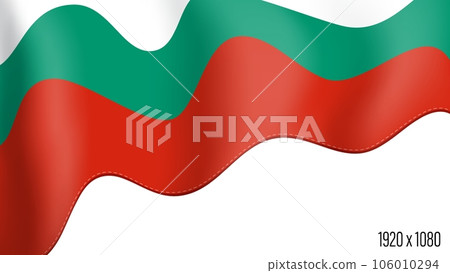 Bulgaria country flag realistic independence day background. Bulgarian commonwealth banner in motion waving, fluttering in wind. Festive patriotic HD format template for independence day 106010294