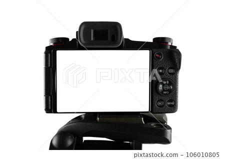Modern mirrorless camera ready to records with blank screen 106010805