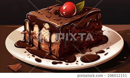 手绘卡通美味的巧克力蛋糕插画 手绘卡通美味的巧克力蛋糕插画 106012151