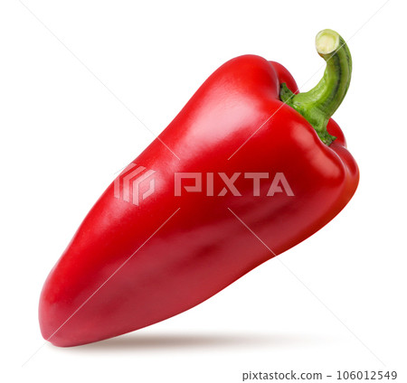 Ripe red pepper close-up on a white background. Ripe red pepper close-up on a white background. 106012549