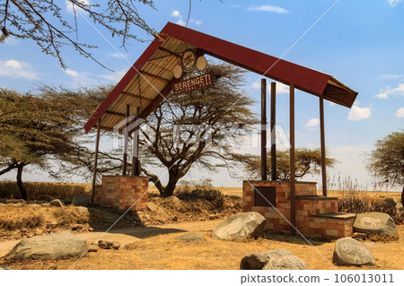 Entrance gate of famous Serengeti national park in Tanzania Entrance gate of famous Serengeti national park in Tanzania 106013011