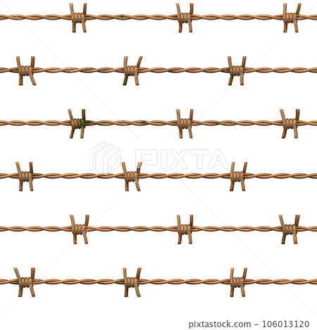 Seamless background barbed wires set. Protective boundary. Seamless background barbed wires set. Protective boundary. 106013120
