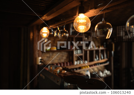 light bulb at bar in cafe light bulb at bar in cafe 106013240