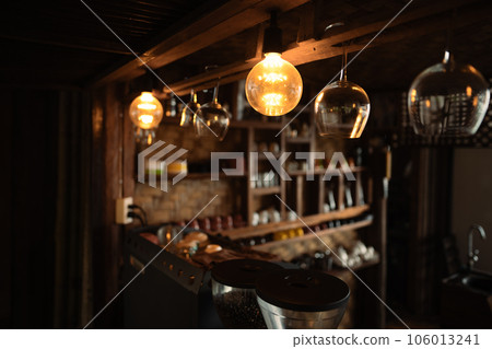 light bulb at bar in cafe 106013241