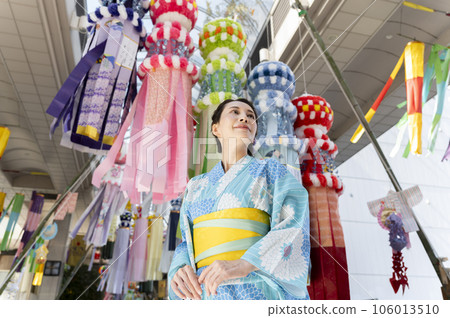 Sendai Tanabata 2023 A woman in a yukata 106013510