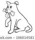 Cute Cartoon Style Dog for Kids Coloring Book on iSolated White Background, Simple Style outline for Kids to coloring.  106014581