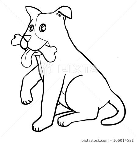 Cute Cartoon Style Dog for Kids Coloring Book on iSolated White Background, Simple Style outline for Kids to coloring.  106014581