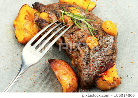 Beef steak on the plate 106014806