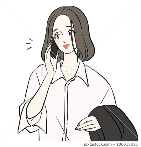 打與智能手機的婦女電話 打與智能手機的婦女電話 106015016