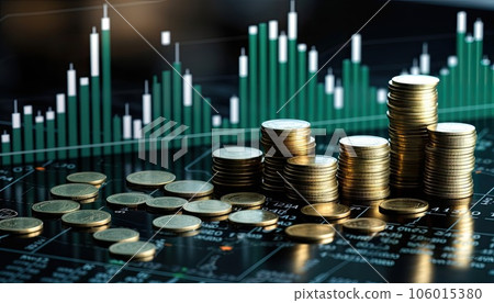 Investment concept, Coins graph stock market financial Investment concept, Coins graph stock market financial 106015380
