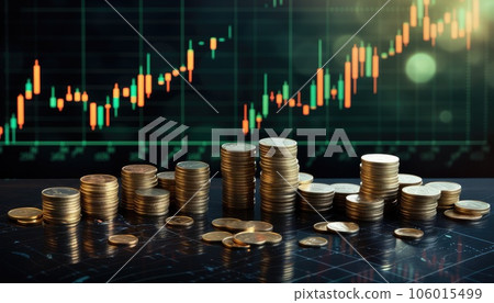 Investment concept, Coins graph stock market for business idea and presentation. Investment concept, Coins graph stock market for business idea and presentation. 106015499