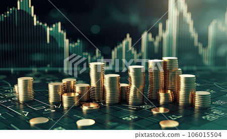 3D illustration of stack of gold coins with forex chart and stock market graph background 3D illustration of stack of gold coins with forex chart and stock market graph background 106015504