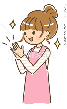 年輕女子微笑著鼓掌上半身沒有背景 106015732