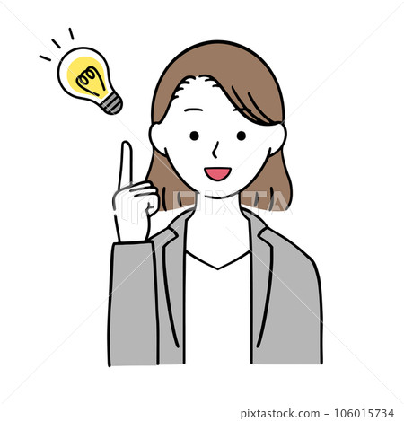 Illustration of a female business person who came up with a solution Illustration of a female business person who came up with a solution 106015734