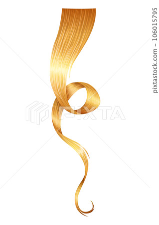 Shiny blond woman hair. Haircut, hair care and beauty salon, realistic locks of long wavy blonde. Beautiful healthy female hair with shining surface Shiny blond woman hair. Haircut, hair care and beauty salon, realistic locks of long wavy blonde. Beautiful healthy female hair with shining surface 106015795