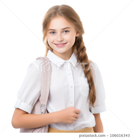Schoolgirl with backpack isolated. Schoolgirl with backpack isolated. 106016343