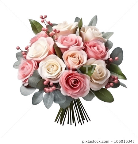 Blossoming flower bouquet of roses and euca isolated. Blossoming flower bouquet of roses and euca isolated. 106016345