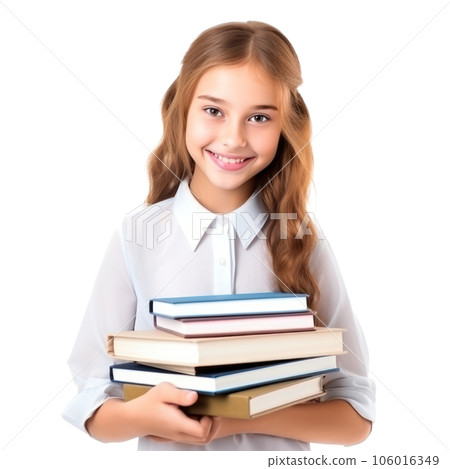 schoolgirl with vivid books isolated. schoolgirl with vivid books isolated. 106016349