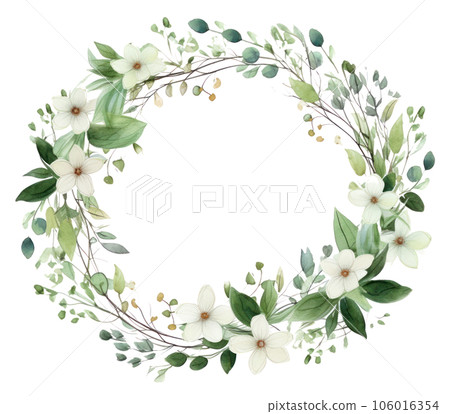 Watercolor frame floral branches isolated Watercolor frame floral branches isolated 106016354