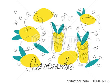 doodle outline lemonade with mint and lemons doodle outline lemonade with mint and lemons 106016983