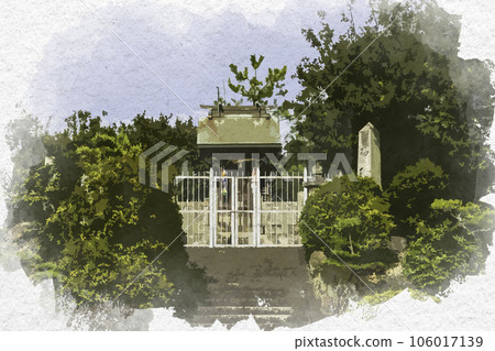 水彩風格小城山公園松康舍岡山縣笠岡市 水彩風格小城山公園松康舍岡山縣笠岡市 106017139