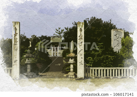 Watercolor style Kojoyama Park Shokonsha Kasaoka City, Okayama Prefecture Watercolor style Kojoyama Park Shokonsha Kasaoka City, Okayama Prefecture 106017141